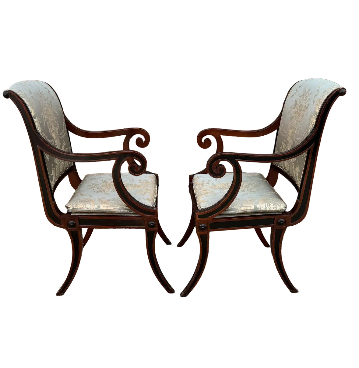 Pair Baker Furniture Regency Dining Chairs With Klismos Legs