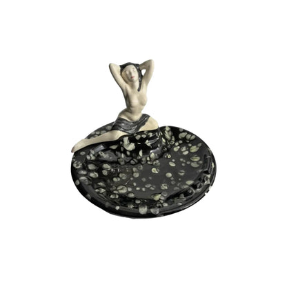 Mid-Century Ceramic Ashtray with Nude Woman Figure