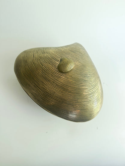 Vintage Solid Brass Clam Shell Box