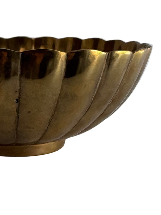 Vintage Brass Fluted Bowl — Made in India
