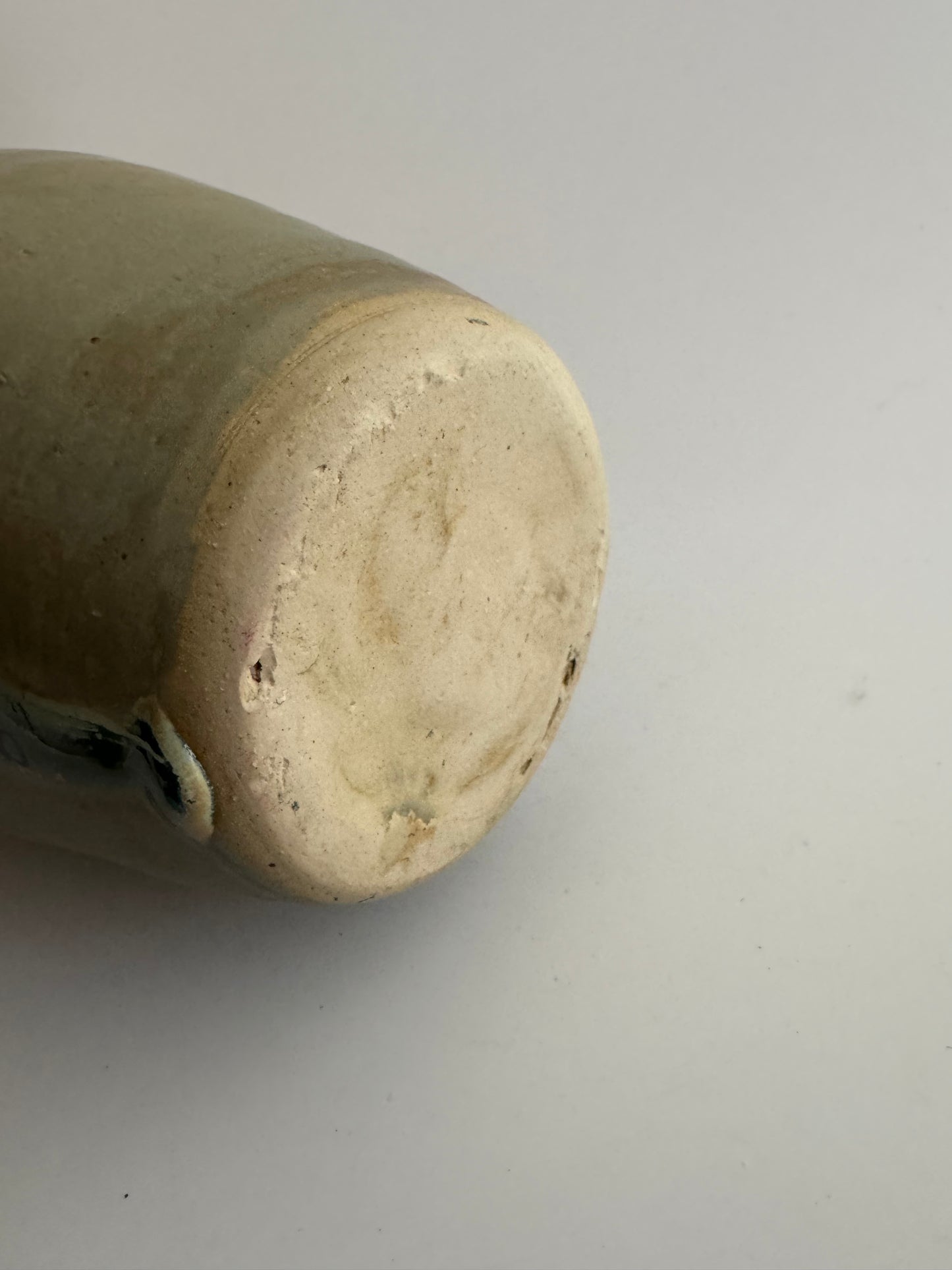 Unsigned Handcrafted Stoneware Vase with Celadon Drip Glaze