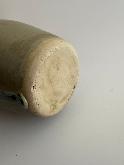 Unsigned Handcrafted Stoneware Vase with Celadon Drip Glaze