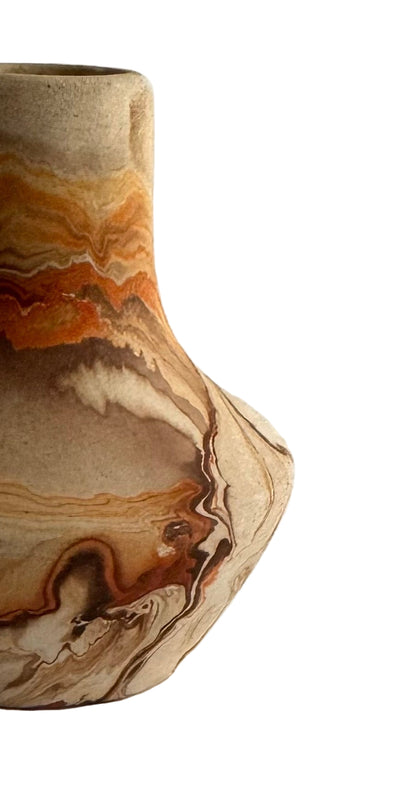 Signed Miniature Nemadji Pottery Swirl Vase