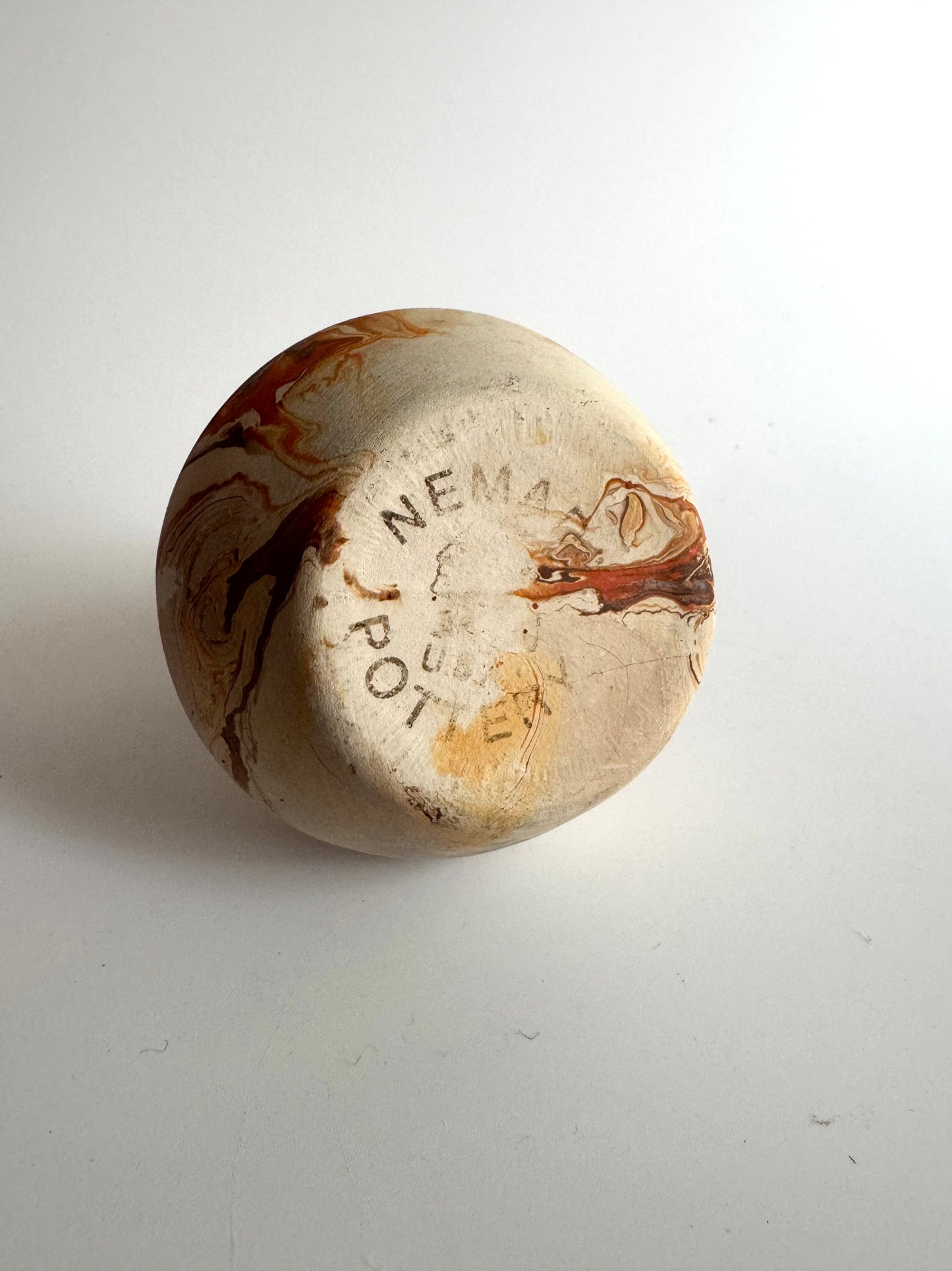 Signed Miniature Nemadji Pottery Swirl Vase