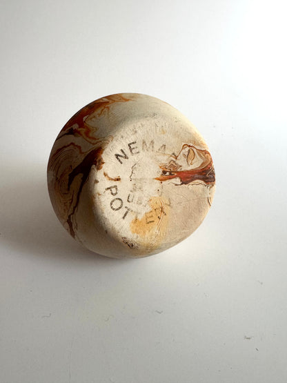Signed Miniature Nemadji Pottery Swirl Vase