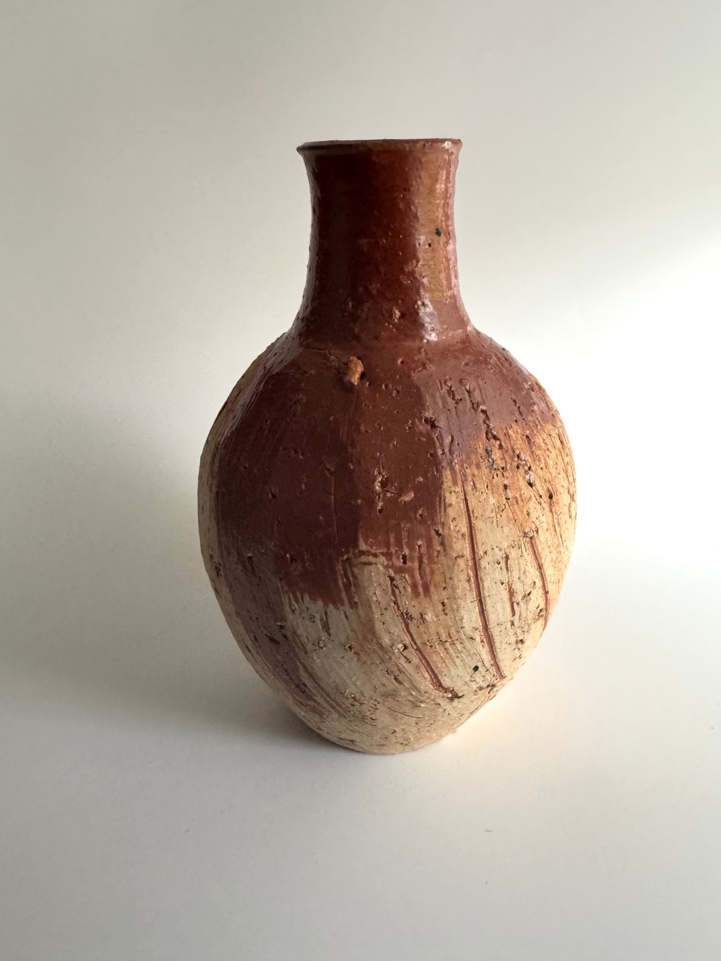 Rustic Studio Pottery Vase with Two-Tone Glaze
