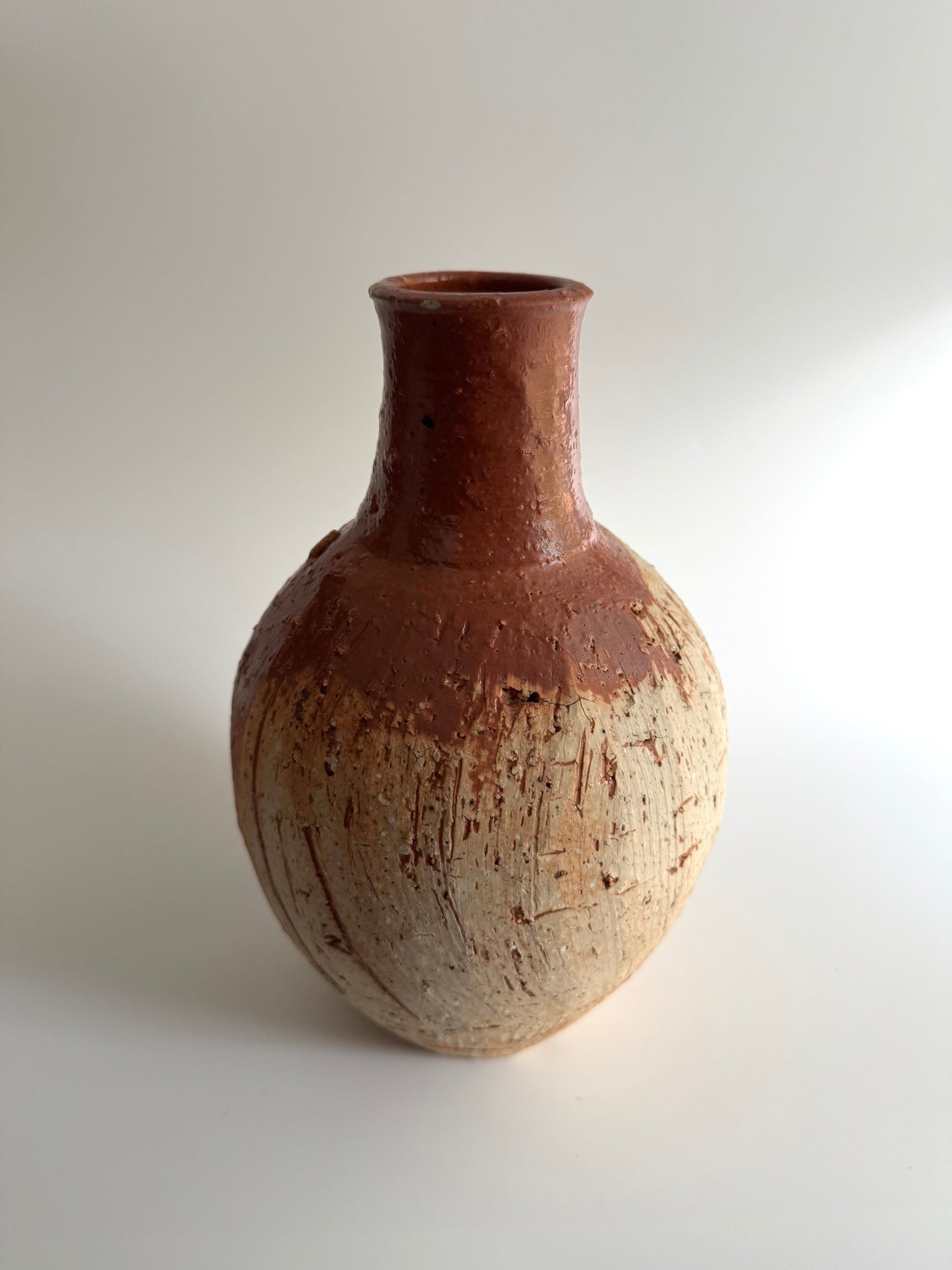 Rustic Studio Pottery Vase with Two-Tone Glaze
