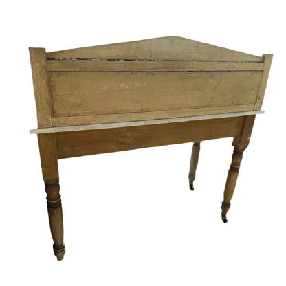 Antique Fruitwood Washstand With Carrara Marble Top and Tile Back