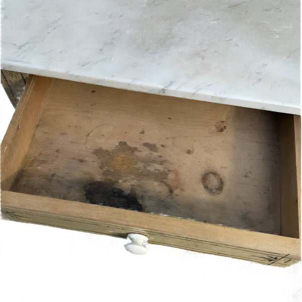 Antique Fruitwood Washstand With Carrara Marble Top and Tile Back