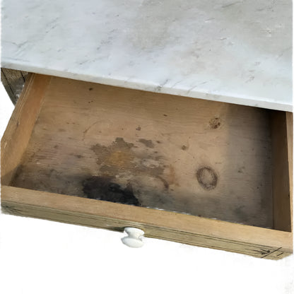 Antique Fruitwood Washstand With Carrara Marble Top and Tile Back