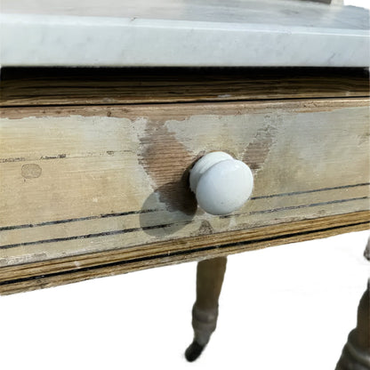 Antique Fruitwood Washstand With Carrara Marble Top and Tile Back