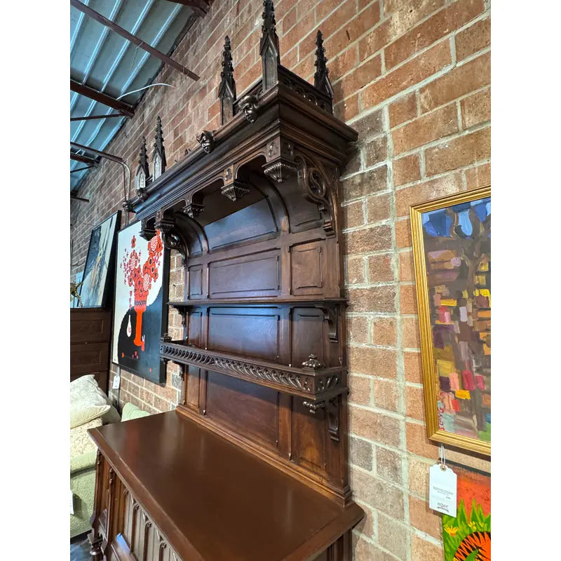 Antique Gothic Revival Solid Mahogany Cabinet