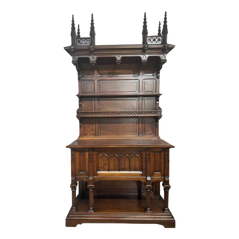 Antique Gothic Revival Solid Mahogany Cabinet