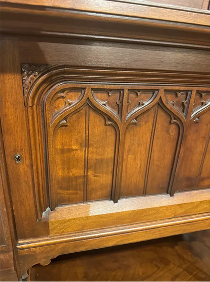 Antique Gothic Revival Solid Mahogany Cabinet