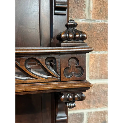 Antique Gothic Revival Solid Mahogany Cabinet