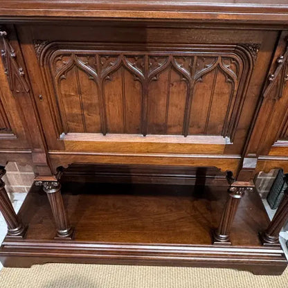 Antique Gothic Revival Solid Mahogany Cabinet