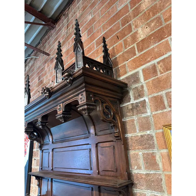Antique Gothic Revival Solid Mahogany Cabinet