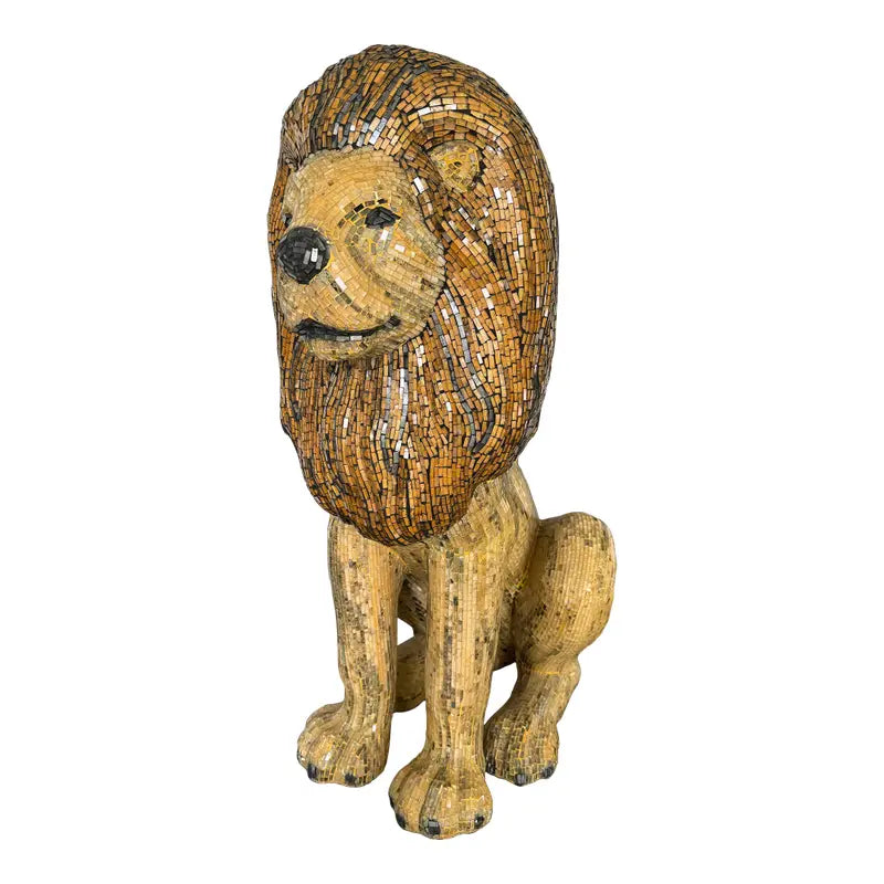 Large Hand Made Glass Mosaic Floor Lion Statue
