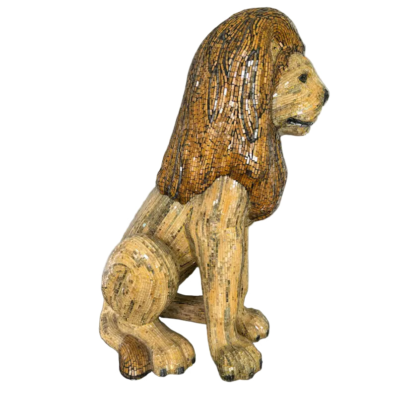 Large Hand Made Glass Mosaic Floor Lion Statue