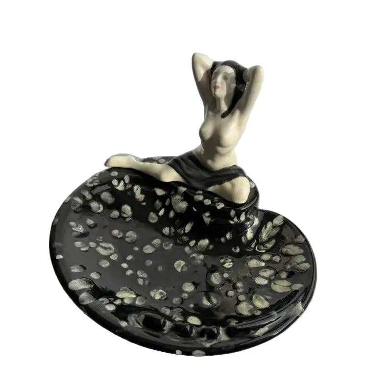 Mid-Century Ceramic Ashtray with Nude Woman Figure
