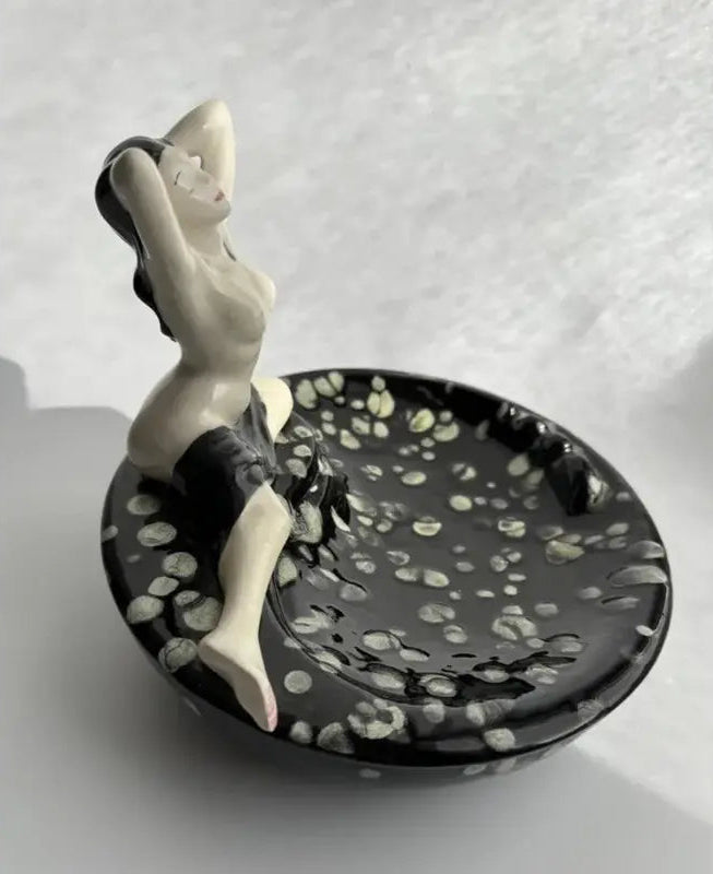 Mid-Century Ceramic Ashtray with Nude Woman Figure