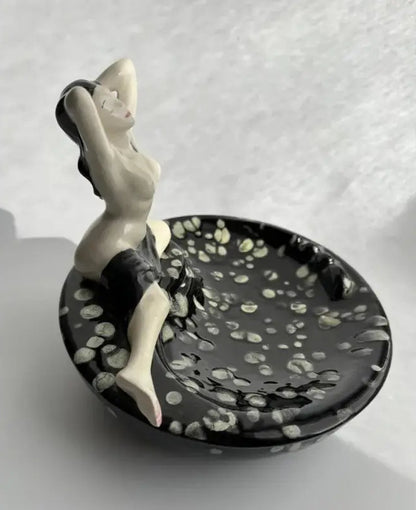 Mid-Century Ceramic Ashtray with Nude Woman Figure