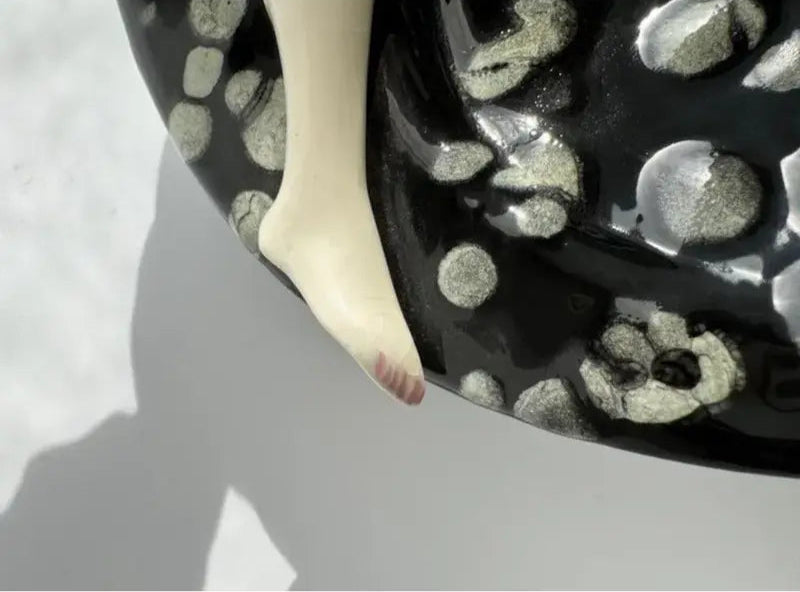 Mid-Century Ceramic Ashtray with Nude Woman Figure