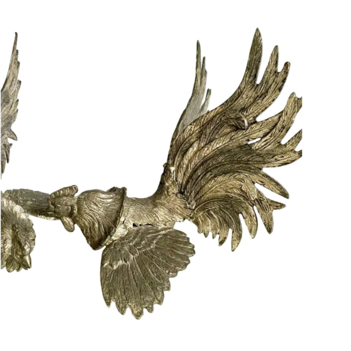Mid-20th Century Silvered Bronze Fighting Roosters Figurines – a Pair