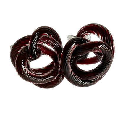 Mid-Century Hand Blown Glass Knot Candle Holders – a Pair