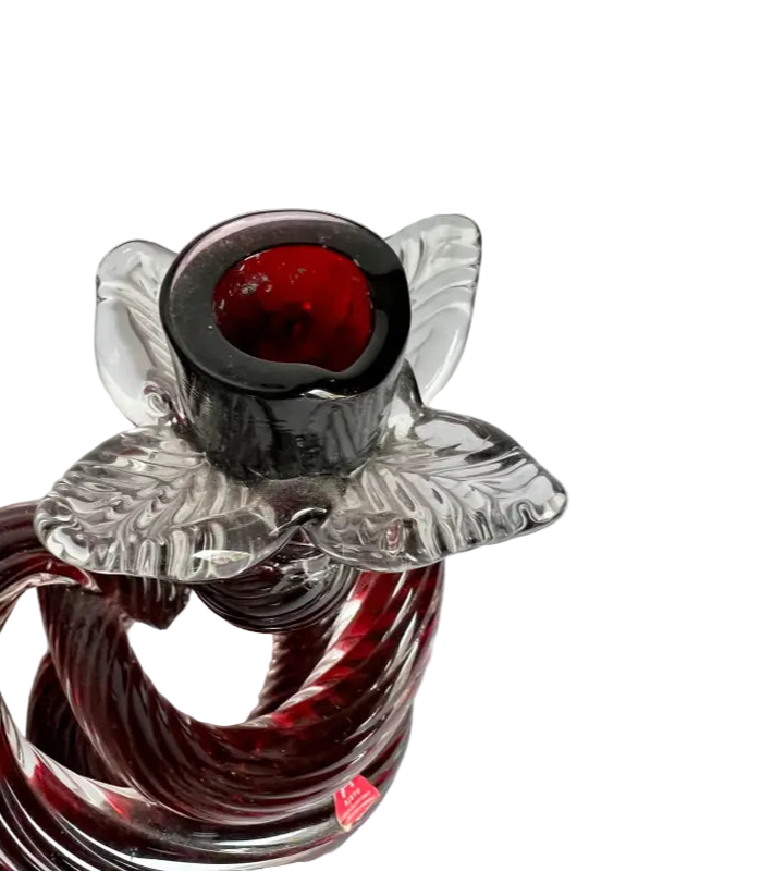 Mid-Century Hand Blown Glass Knot Candle Holders – a Pair